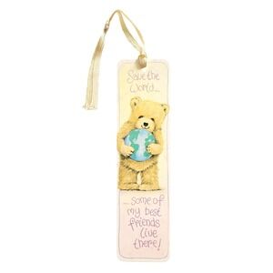 Vintage 90s "Save the World" Bookmark Teddy Bear Friends Earth Russ Berrie 13589